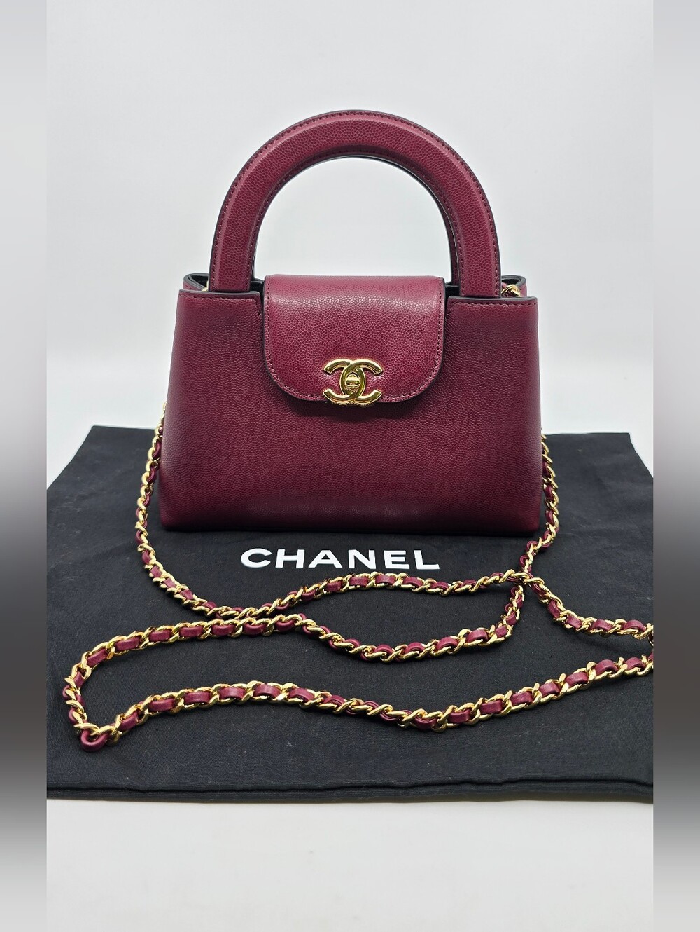 Chanel Mini Kelly Shopper Cavier Top Handle Bag